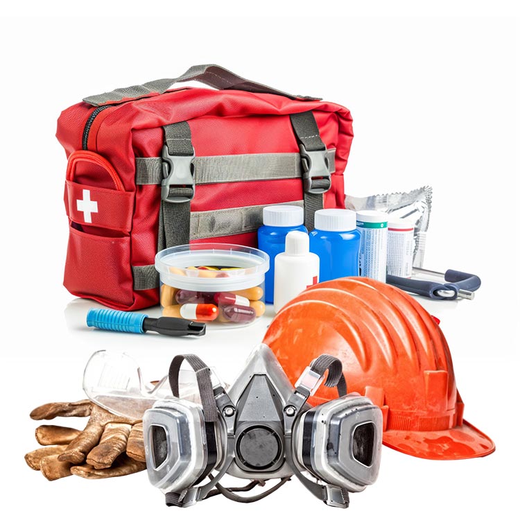 First aid supplies and personal protective equipment for workplaces